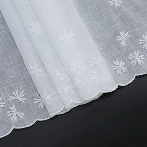 Cafe Curtain with Floral Pattern Embroidery in Country Style - Purple, H x W 60 x 140cm