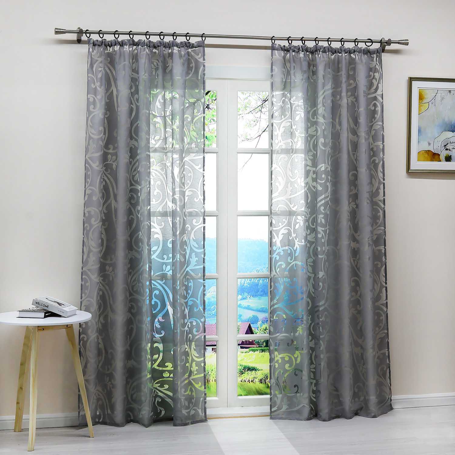 Curtain with Floral Pattern Light-Filtering Curtain Panel 1 Piece