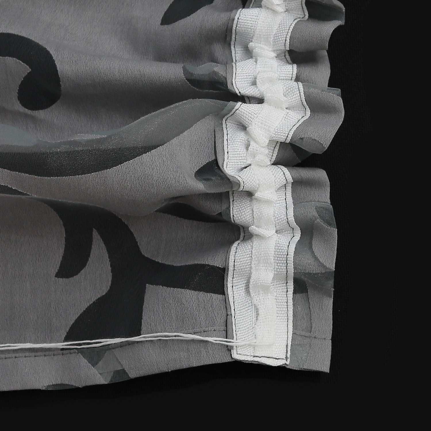 Curtain with Floral Pattern Light-Filtering Curtain Panel 1 Piece - Tab-Top Panel, Gray