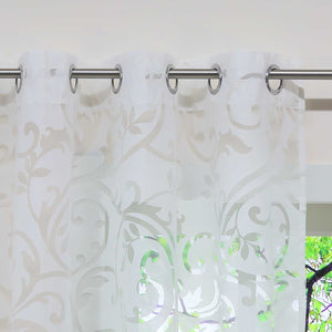 Curtain with Floral Pattern Light-Filtering Curtain Panel 1 Piece - Curtain-Tape Panel, Gray