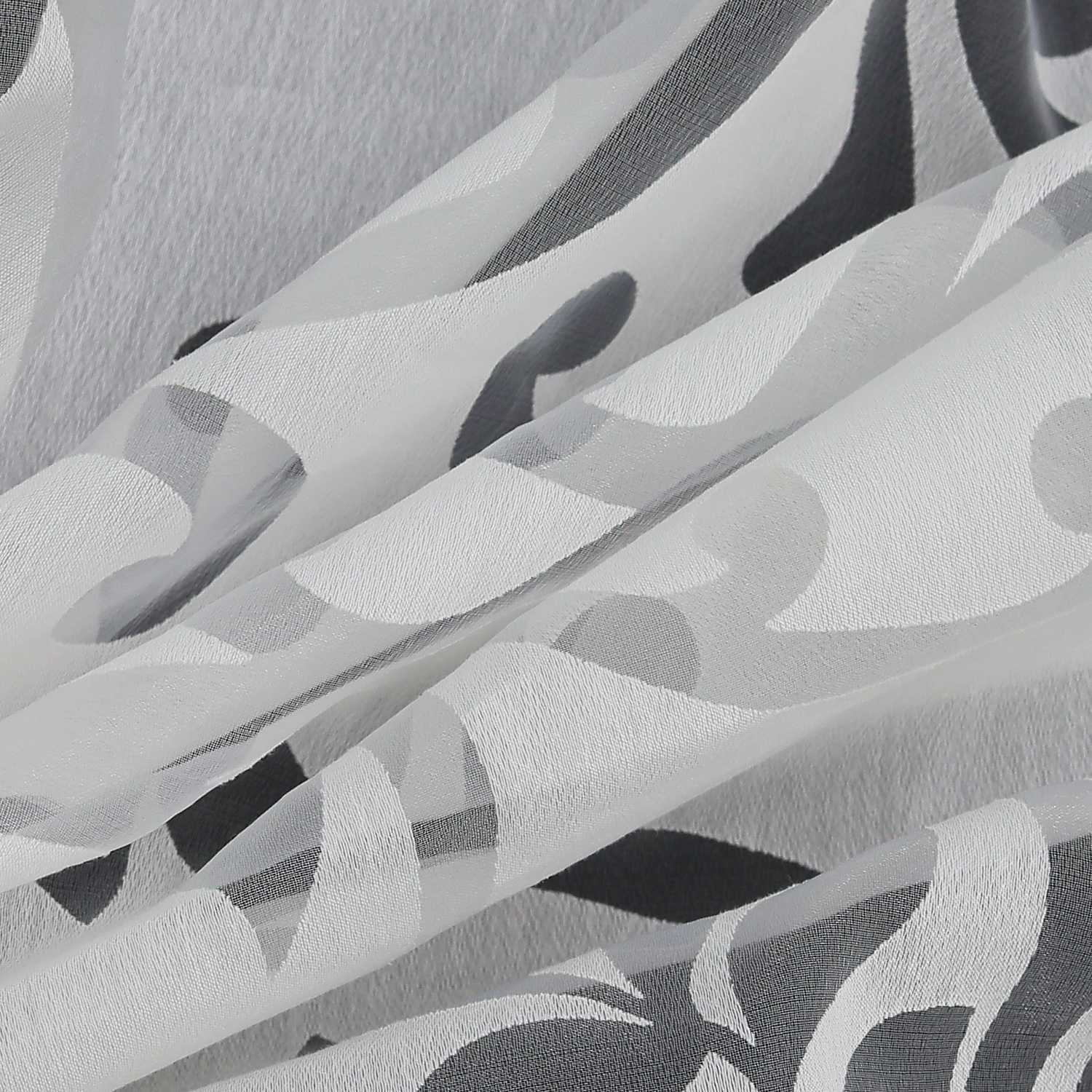 Curtain with Floral Pattern Light-Filtering Curtain Panel 1 Piece - Curtain-Tape Panel, White