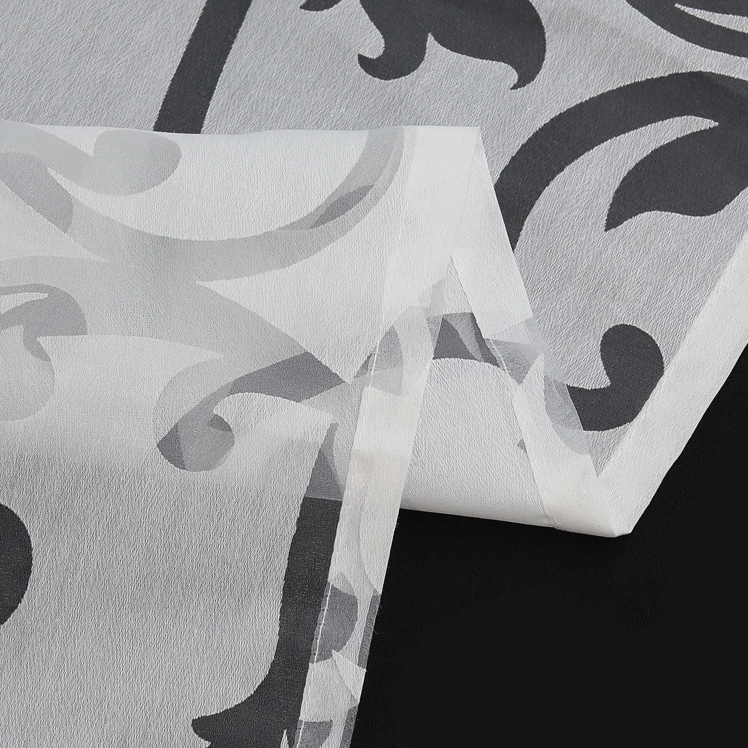 Curtain with Floral Pattern Light-Filtering Curtain Panel 1 Piece - Grommet Panel, Gray