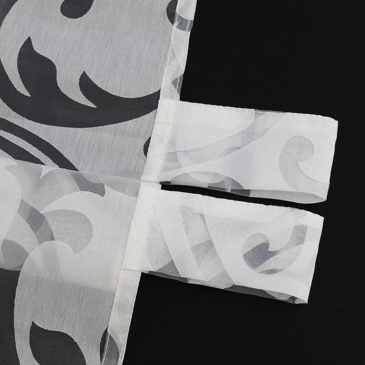 Curtain with Floral Pattern Light-Filtering Curtain Panel 1 Piece - Grommet Panel, White