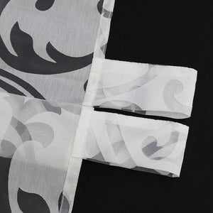 Curtain with Floral Pattern Light-Filtering Curtain Panel 1 Piece - Grommet Panel, White