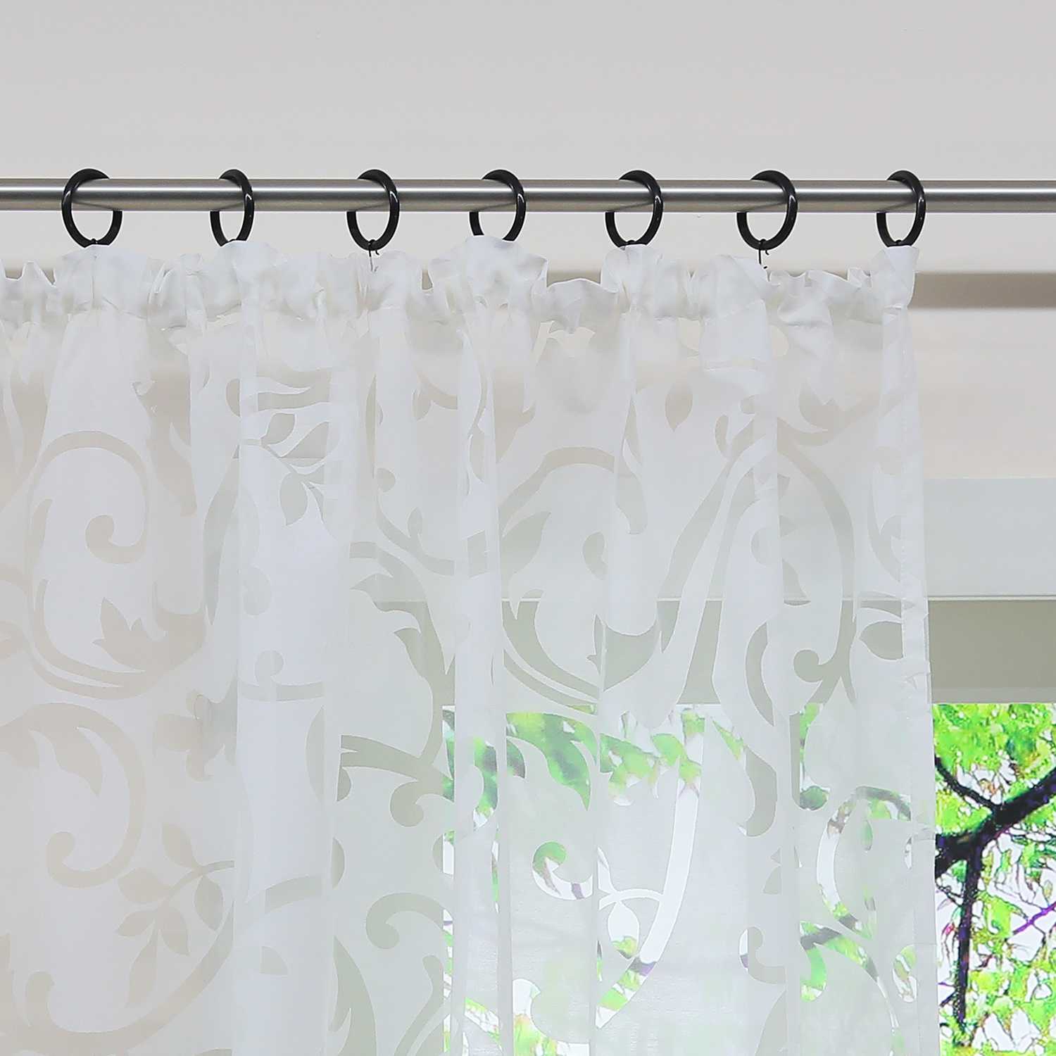 Curtain with Floral Pattern Light-Filtering Curtain Panel 1 Piece - Grommet Panel, Gray