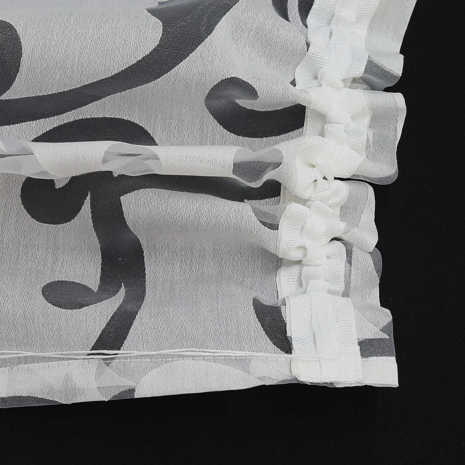 Curtain with Floral Pattern Light-Filtering Curtain Panel 1 Piece - Curtain-Tape Panel, White