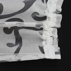 Curtain with Floral Pattern Light-Filtering Curtain Panel 1 Piece - Curtain-Tape Panel, White