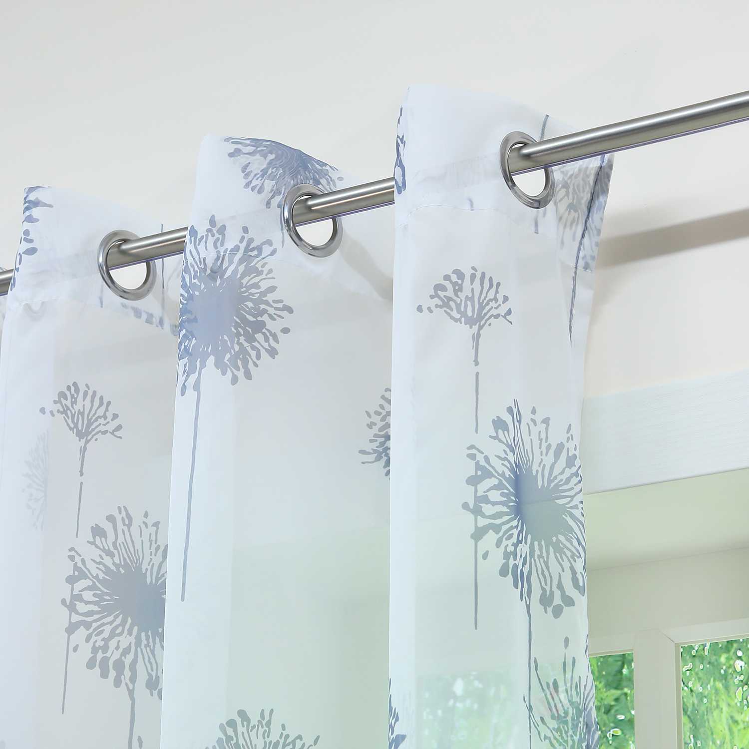 Curtain with Dandelion Pattern Light Privacy 1 Piece - White, Grommet Panel