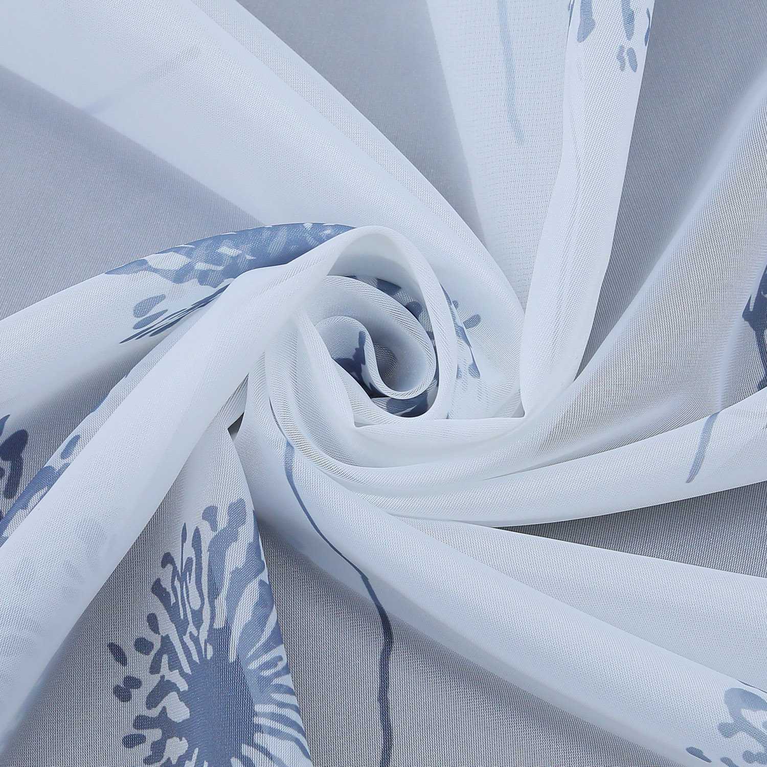 Curtain with Dandelion Pattern Light Privacy 1 Piece - White, Curtain-Tape Panel
