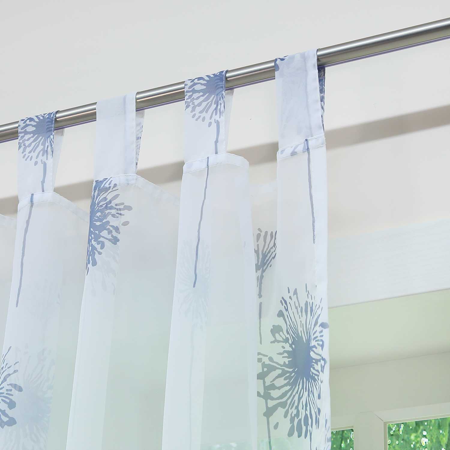 Curtain with Dandelion Pattern Light Privacy 1 Piece - White, Curtain-Tape Panel