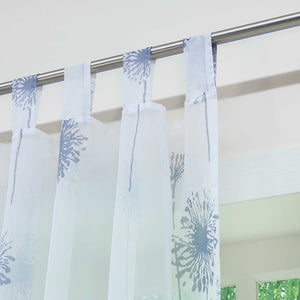 Curtain with Dandelion Pattern Light Privacy 1 Piece - White, Curtain-Tape Panel