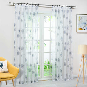 Curtain with Dandelion Pattern Light Privacy 1 Piece - White, Grommet Panel