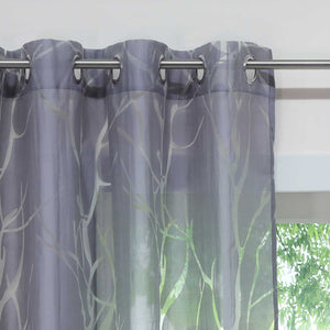 Curtain with Branch Pattern Light-Filtering Garden Style 1 Piece