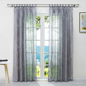 Curtain with Branch Pattern Light-Filtering Garden Style 1 Piece