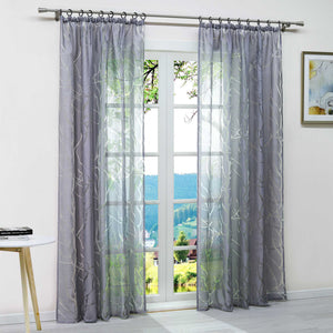 Curtain with Branch Pattern Light-Filtering Garden Style 1 Piece