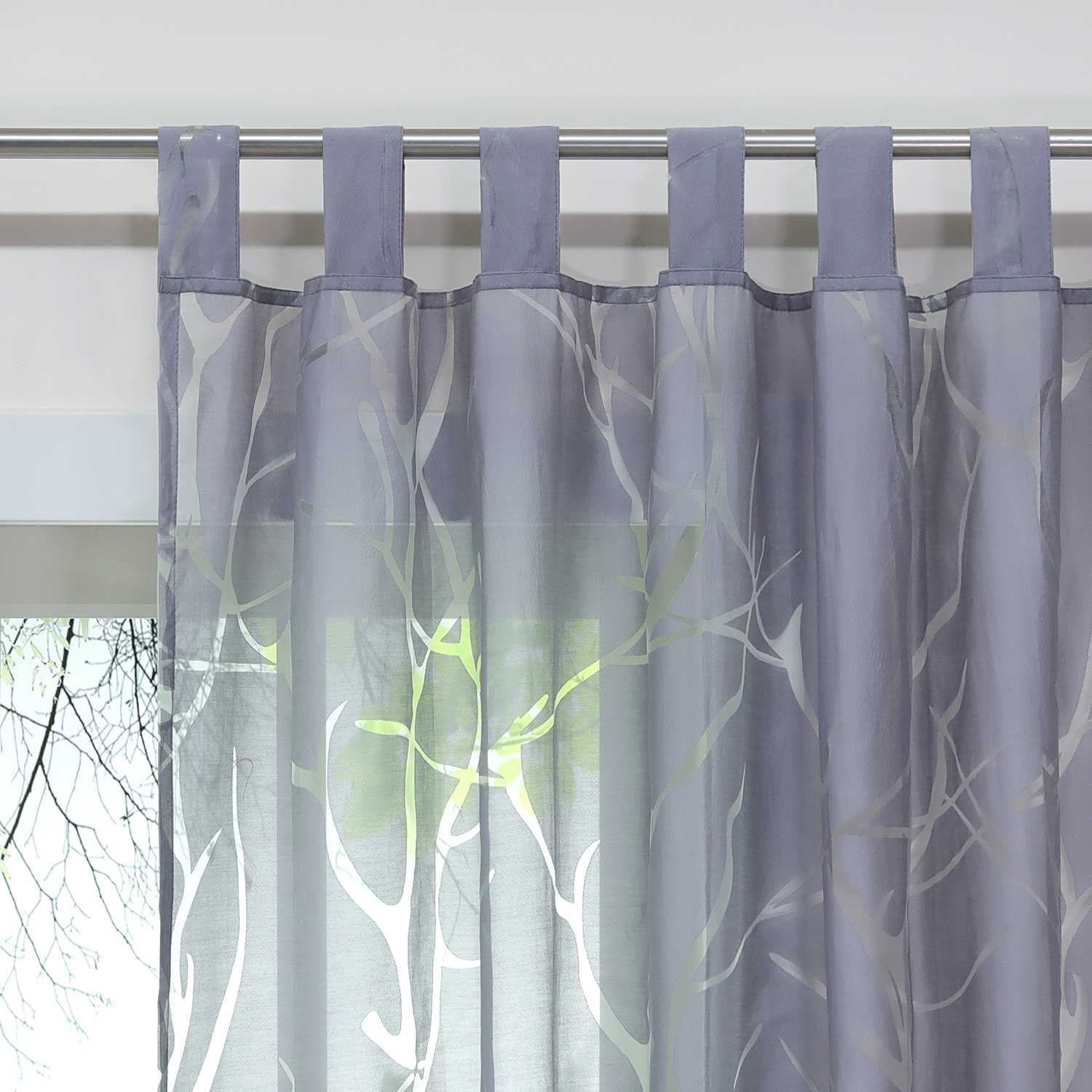 Curtain with Branch Pattern Light-Filtering Garden Style 1 Piece