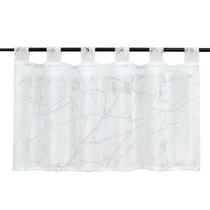 Cafe Curtain with Plum-Blossom Pattern and Tab-Top Hanging - White, H x W 45 x 90cm