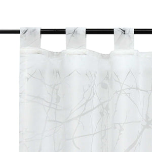 Cafe Curtain with Plum-Blossom Pattern and Tab-Top Hanging - White, H x W 45 x 120cm