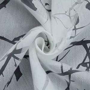 Cafe Curtain with Plum-Blossom Pattern and Tab-Top Hanging