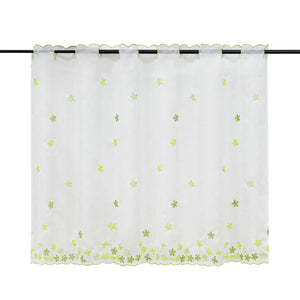 Cafe Curtain with Floral Pattern and Embroidered Design Semi-Sheer 1 Piece - Green, W x H 110 x 45cm