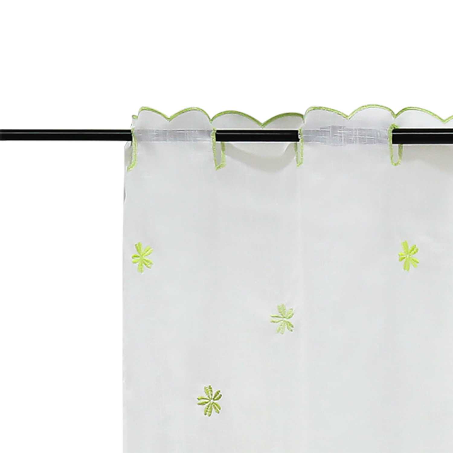Cafe Curtain with Floral Pattern and Embroidered Design Semi-Sheer 1 Piece - Green, W x H 120 x 75cm
