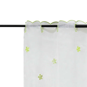 Cafe Curtain with Floral Pattern and Embroidered Design Semi-Sheer 1 Piece - Green, W x H 120 x 75cm