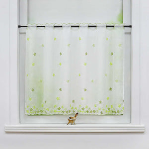 Cafe Curtain with Floral Pattern and Embroidered Design Semi-Sheer 1 Piece - Green, W x H 90 x 45cm