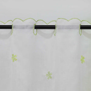 Cafe Curtain with Floral Pattern and Embroidered Design Semi-Sheer 1 Piece - Green, W x H 110 x 75cm