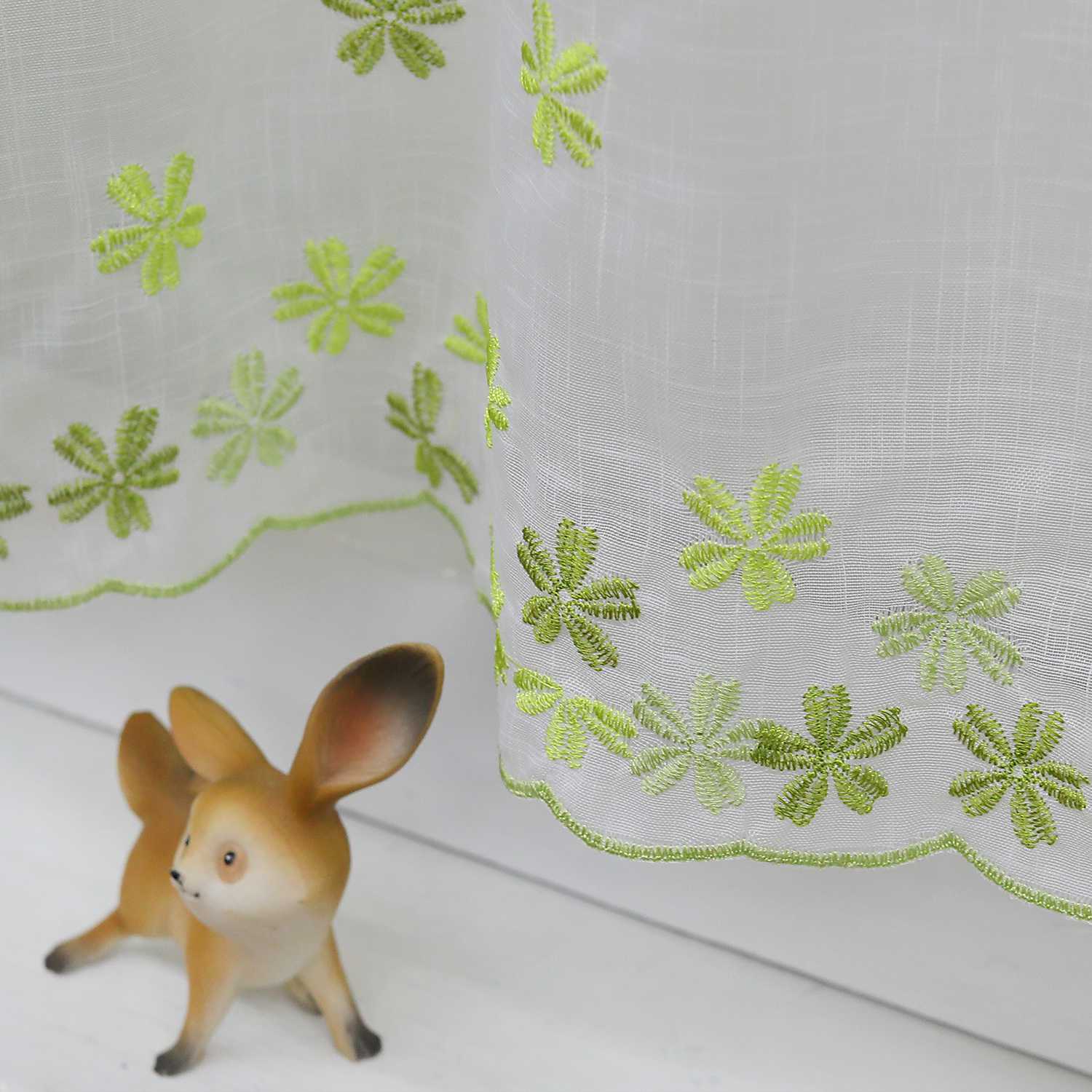 Cafe Curtain with Floral Pattern and Embroidered Design Semi-Sheer 1 Piece