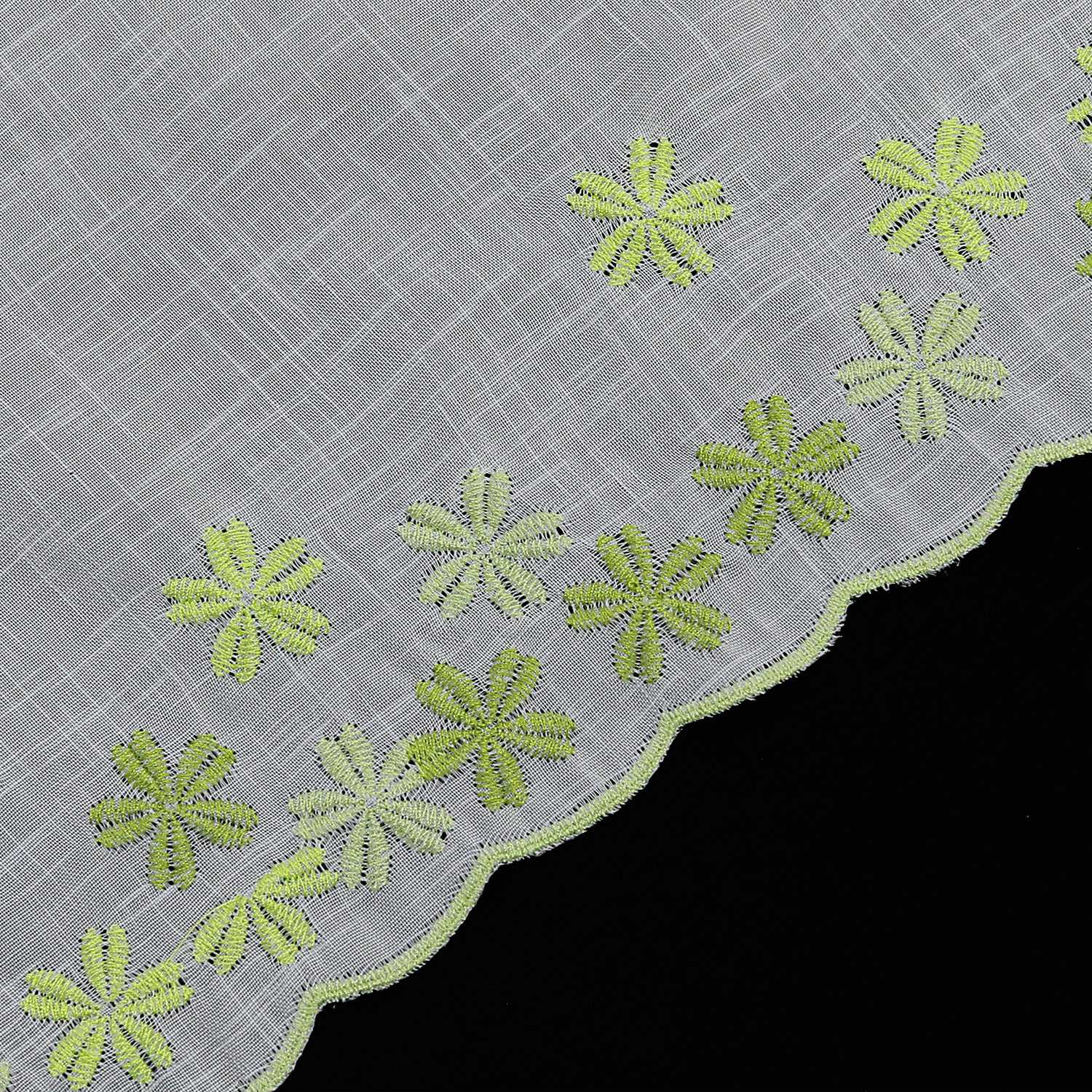Cafe Curtain with Floral Pattern and Embroidered Design Semi-Sheer 1 Piece