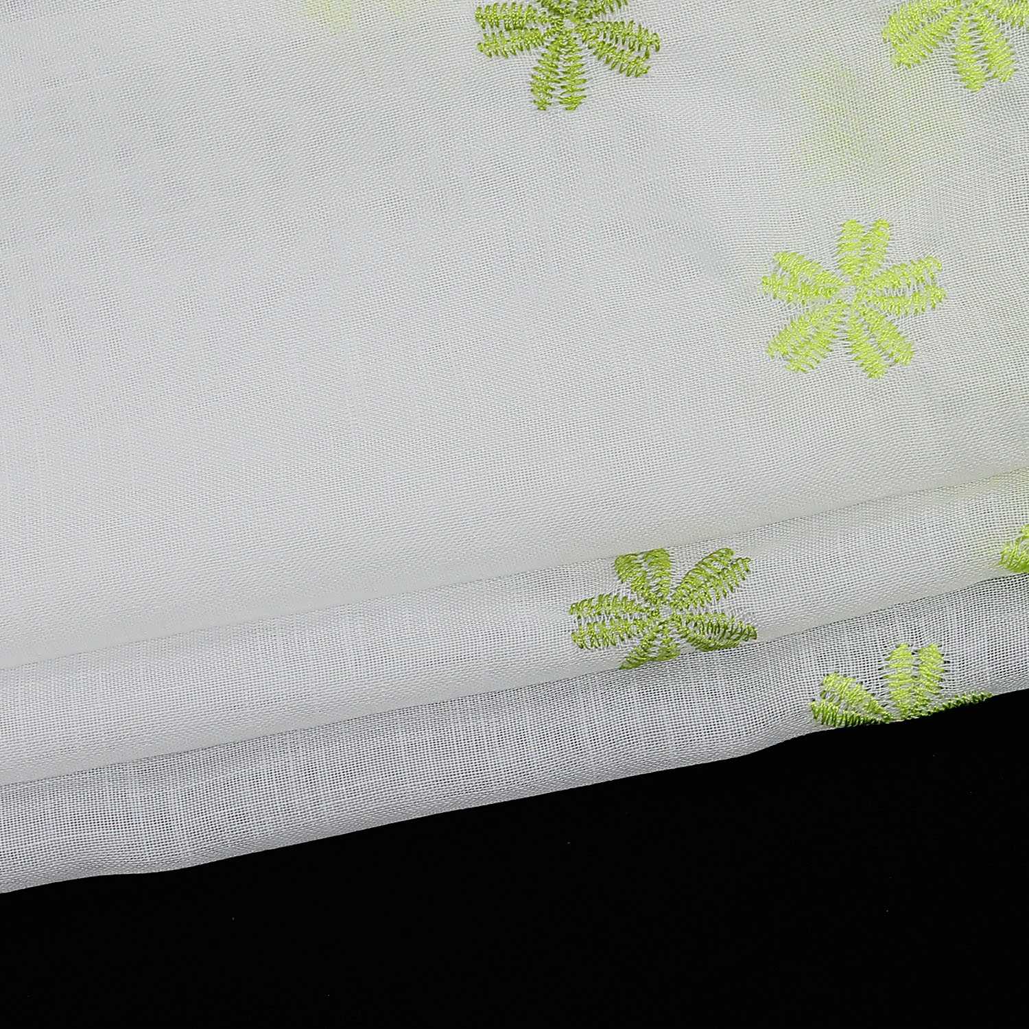 Cafe Curtain with Floral Pattern and Embroidered Design Semi-Sheer 1 Piece