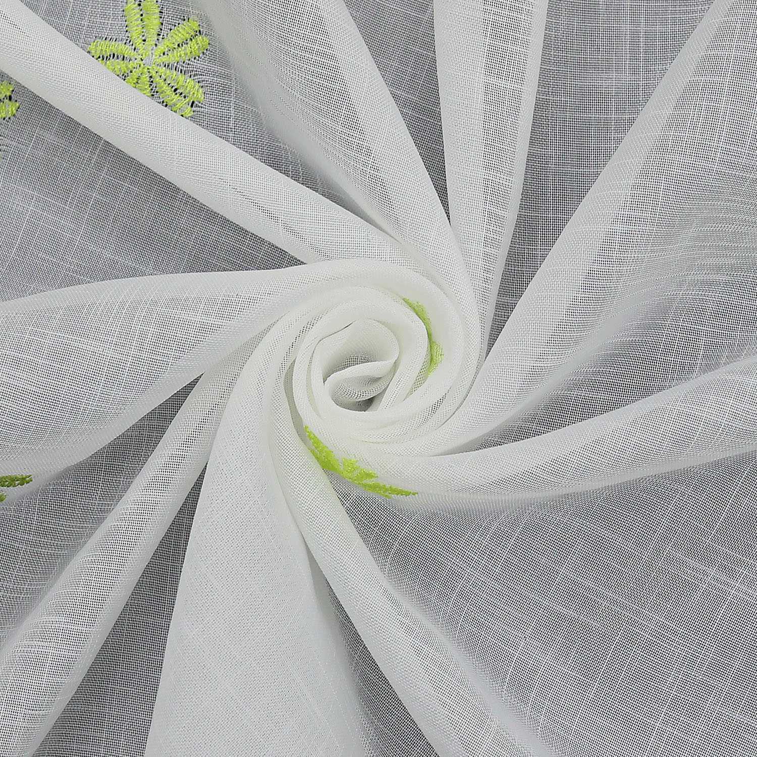 Cafe Curtain with Floral Pattern and Embroidered Design Semi-Sheer 1 Piece