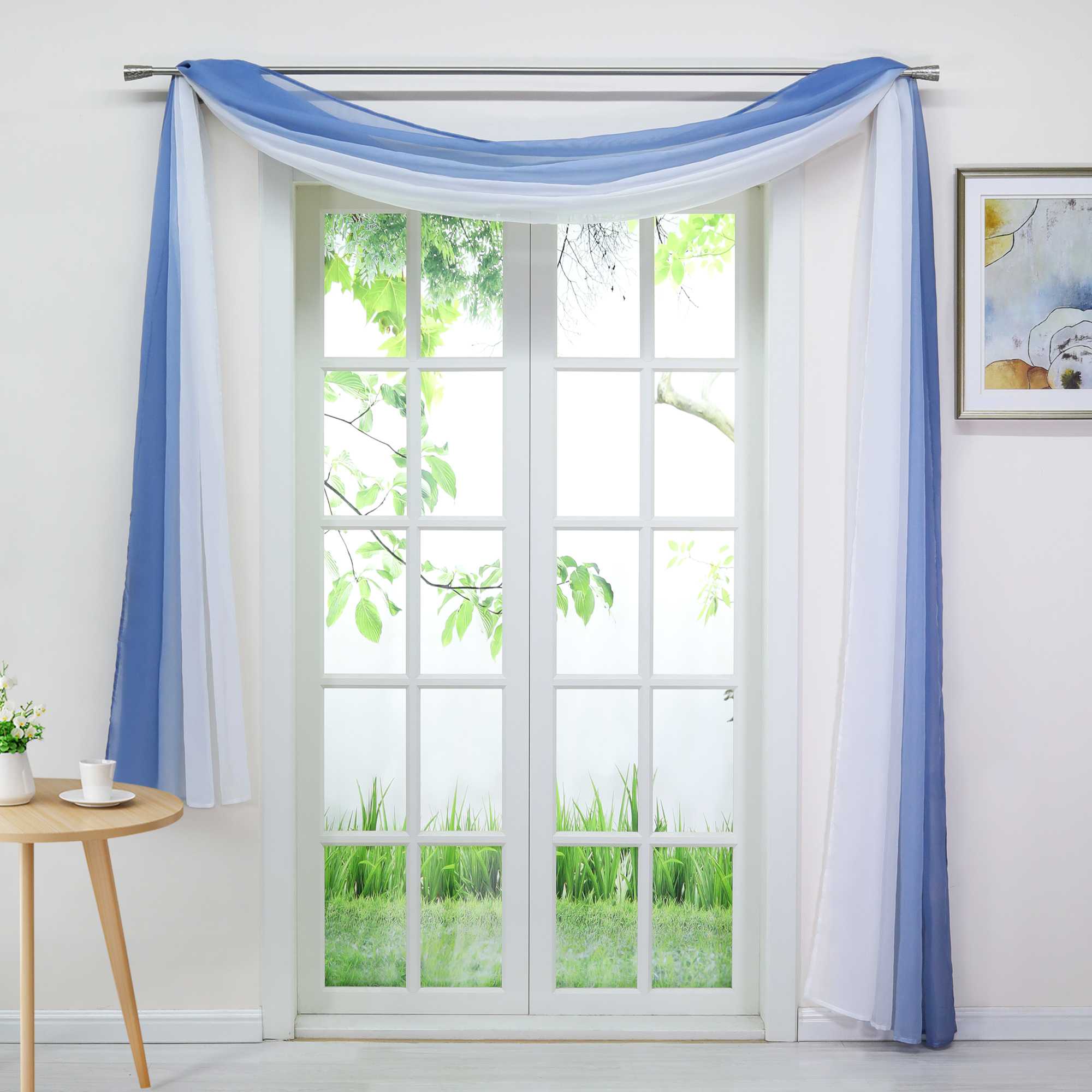 Decorative Curtain Panel with Gradient 1 Piece - Blue, W x H 140 x 300cm