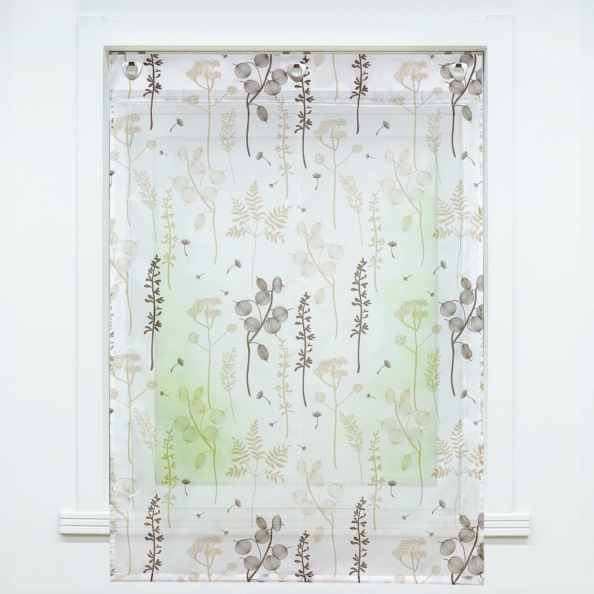 Roman Shade No-Drill Grommet with Hook Hanging with Chinese-Lantern Flower Pattern - Brown, W x H 100 x 140cm