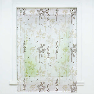 Roman Shade No-Drill Grommet with Hook Hanging with Chinese-Lantern Flower Pattern - Brown, W x H 100 x 140cm