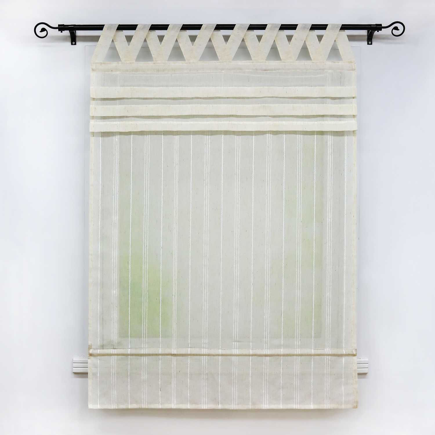 Delien Roman Shade White with V-Shaped Tab Tops Height-Adjustable