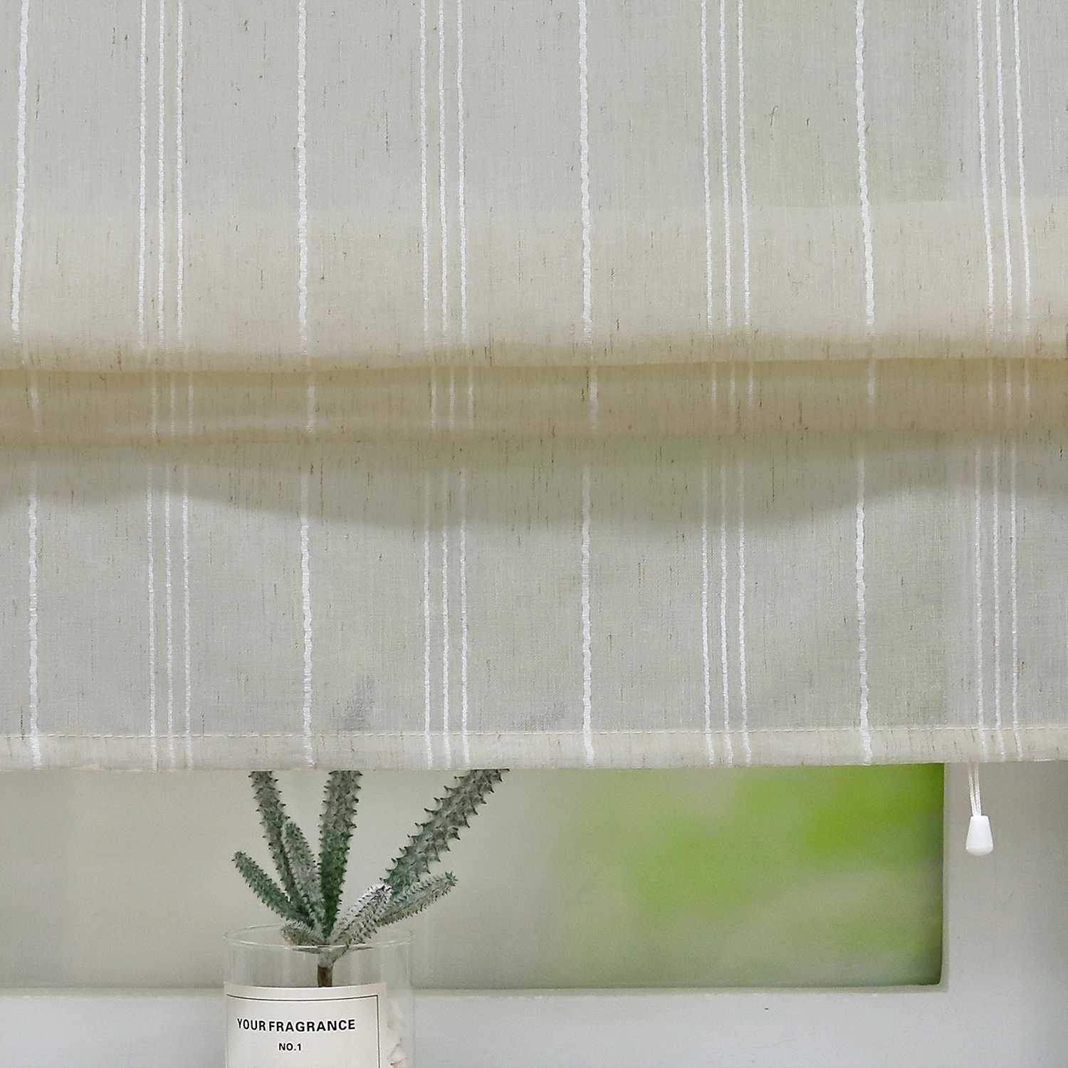 Roman Shade with U-Hooks Striped Pattern Solid Color 1 Piece