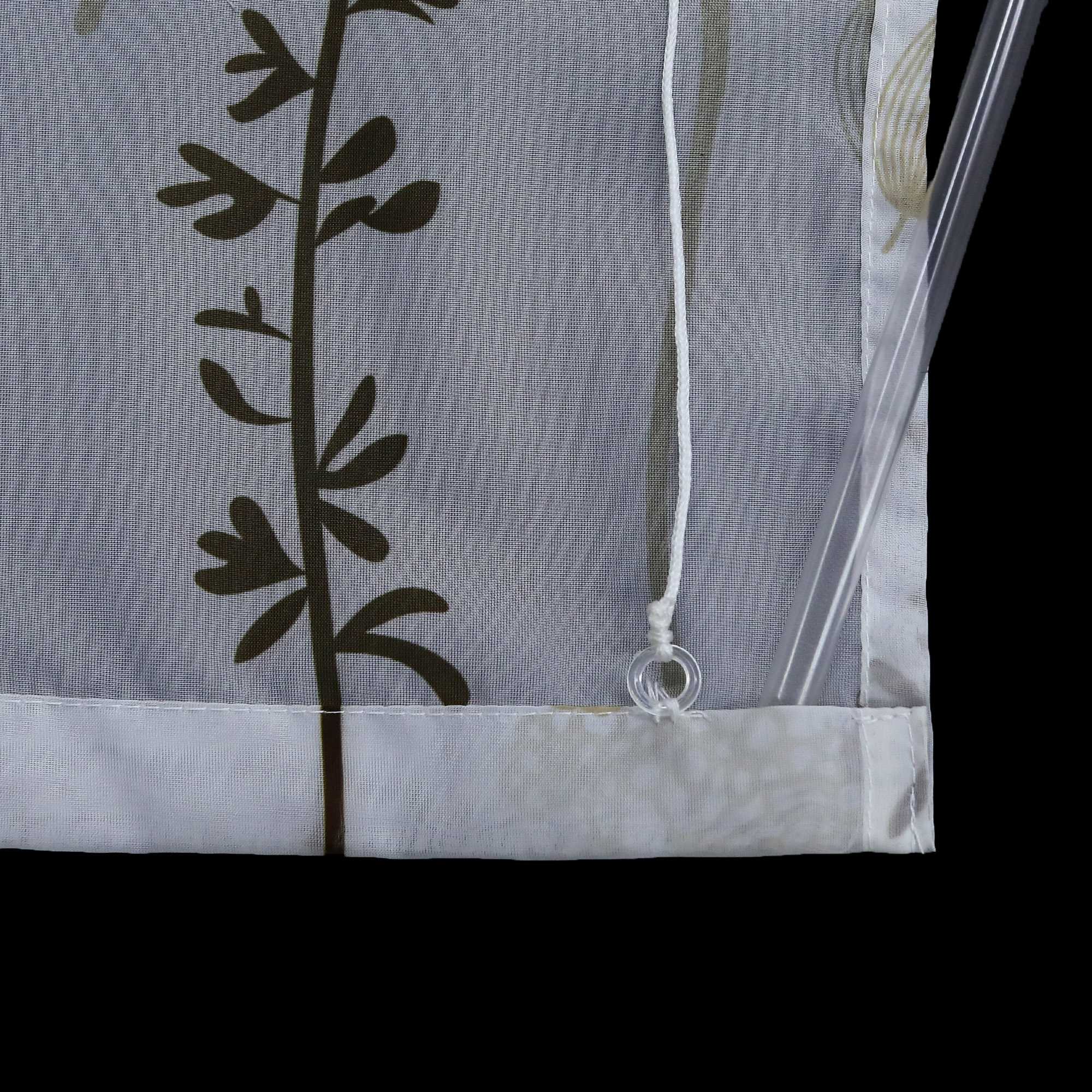 Roman Shade No-Drill Grommet with Hook Hanging with Chinese-Lantern Flower Pattern