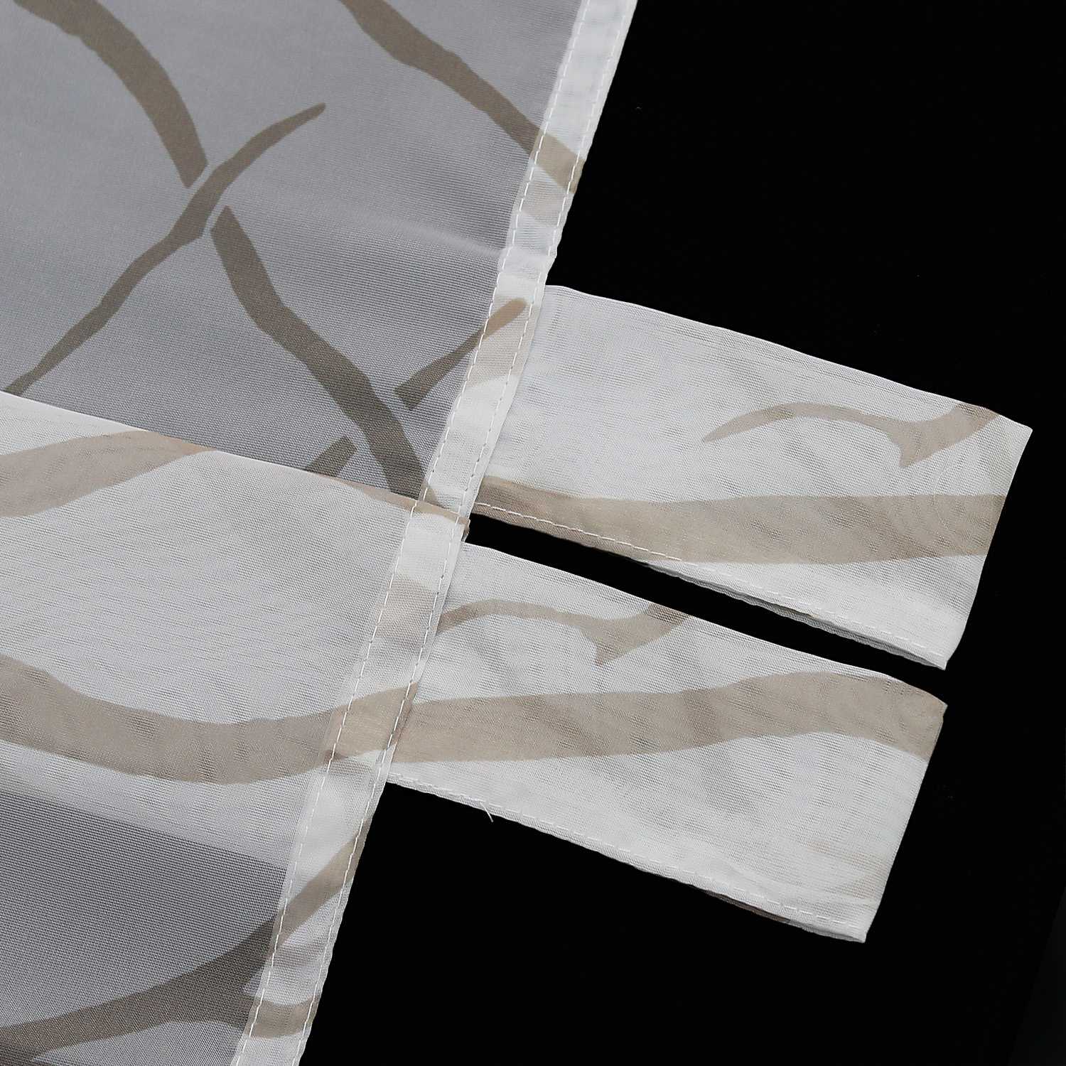 Tab-Top Curtain with Dense Branch Pattern Light-Filtering 1 Piece - Sand, Tab-Top Panel