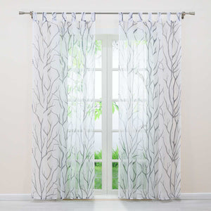 Tab-Top Curtain with Dense Branch Pattern Light-Filtering 1 Piece - Gray, Grommet Panel