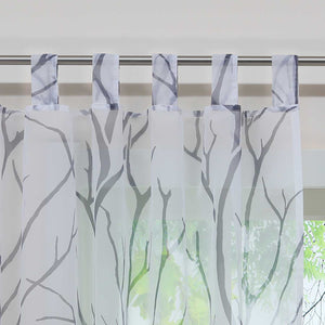 Tab-Top Curtain with Dense Branch Pattern Light-Filtering 1 Piece - Gray, Grommet Panel