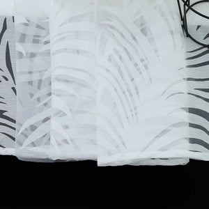 Curtain in Burnout Fabric with Leaves Pattern 1 Piece - Curtain-Tape Panel, White