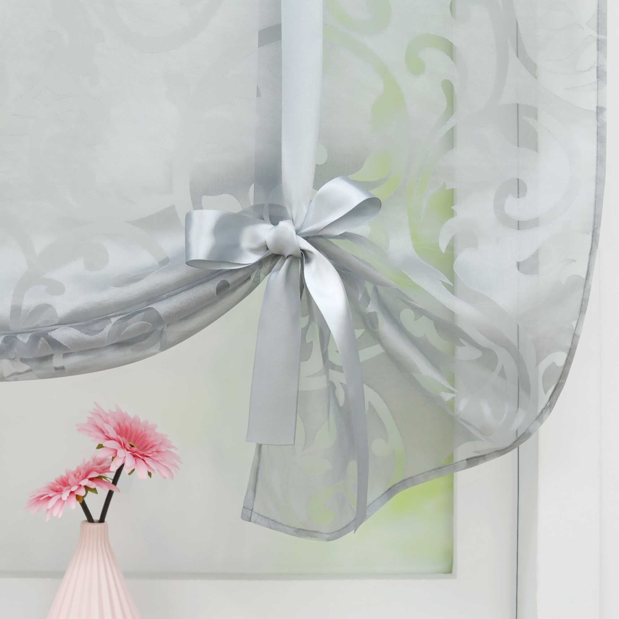 Roman Shade with Rod Pocket with Floral Pattern 1 Piece
