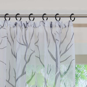 Tab-Top Curtain with Dense Branch Pattern Light-Filtering 1 Piece - Gray, Curtain-Tape Panel