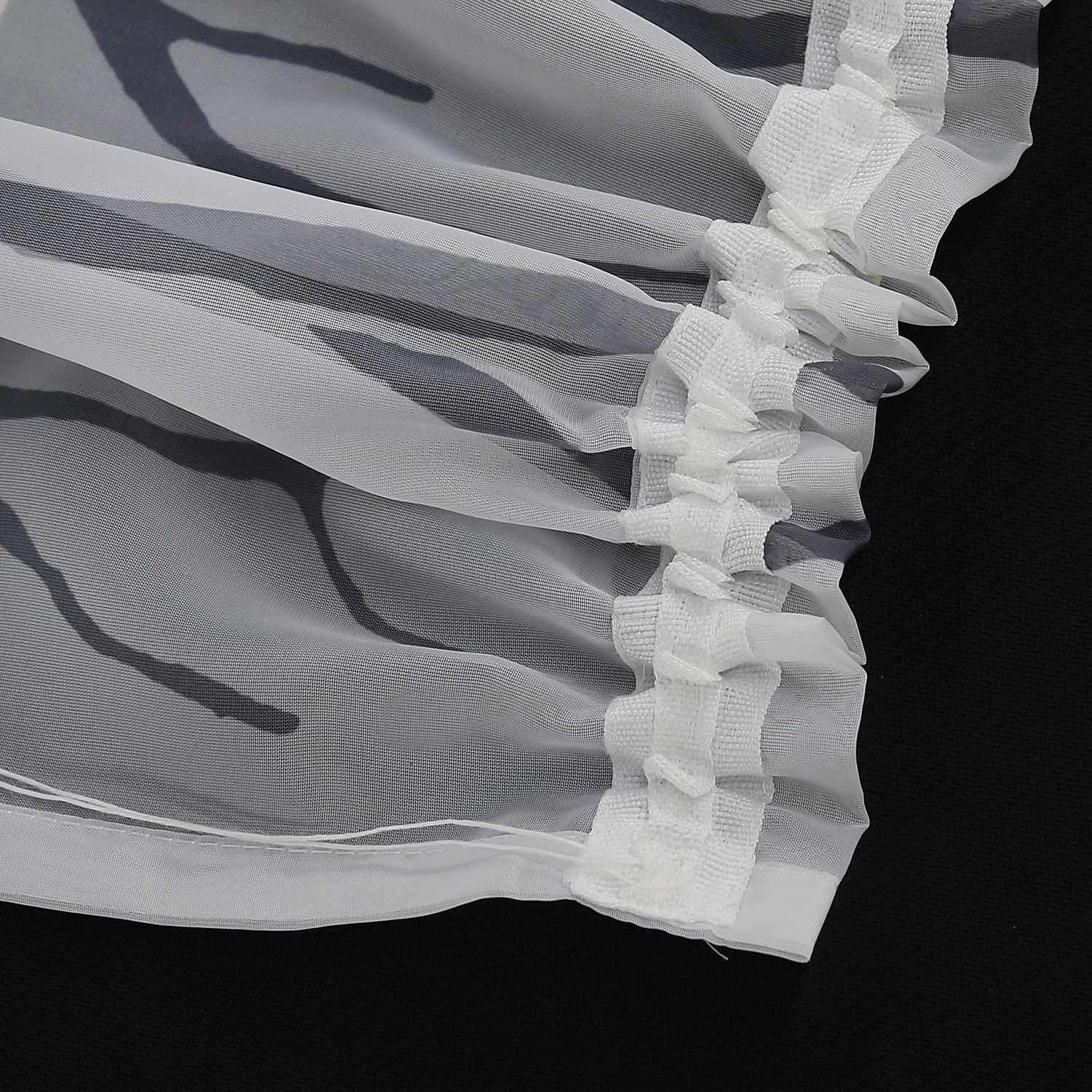 Tab-Top Curtain with Dense Branch Pattern Light-Filtering 1 Piece - Gray, Tab-Top Panel