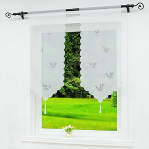 Cafe Curtain with Butterfly Design Triangular Hem 1 Piece - White, W x H 40 x 60cm