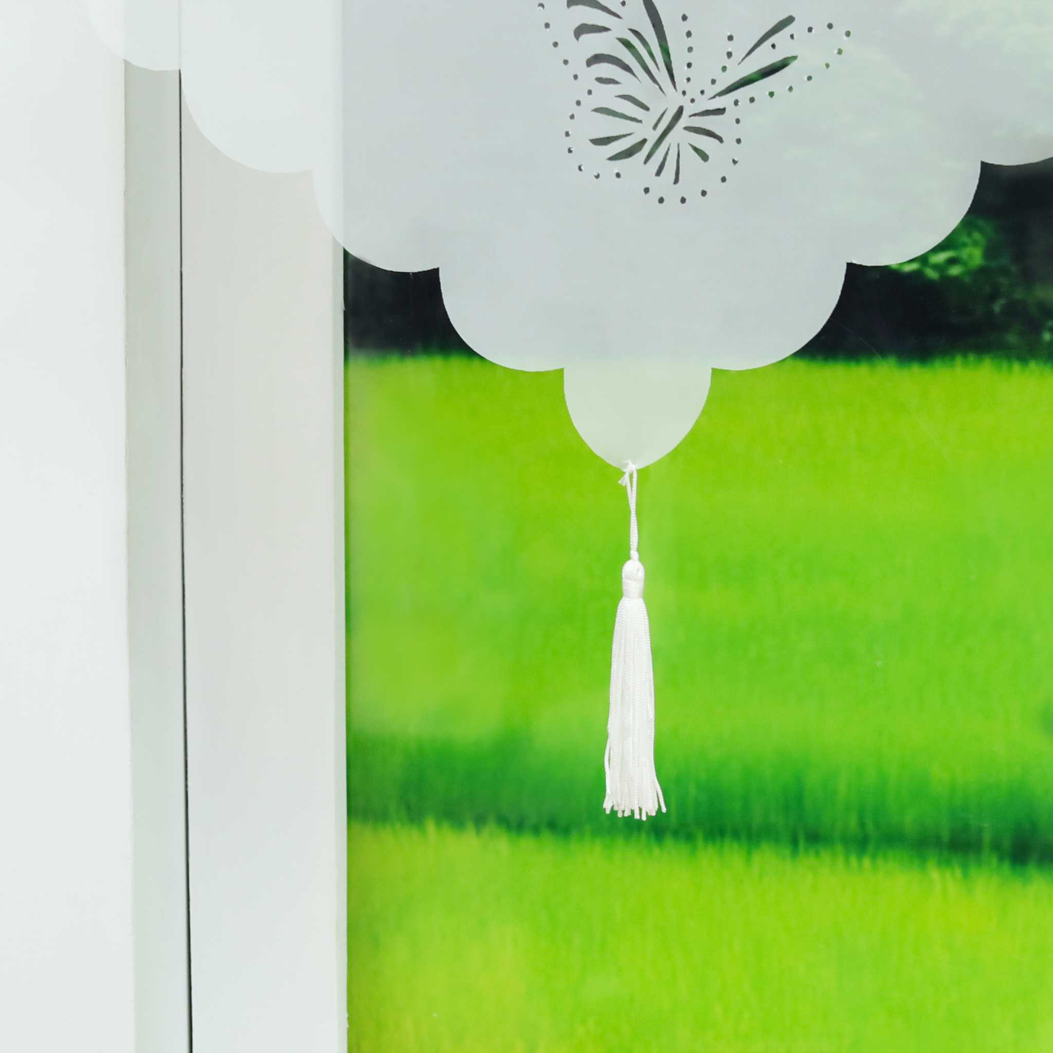 Cafe Curtain with Butterfly Design Triangular Hem 1 Piece - White, W x H 60 x 120cm