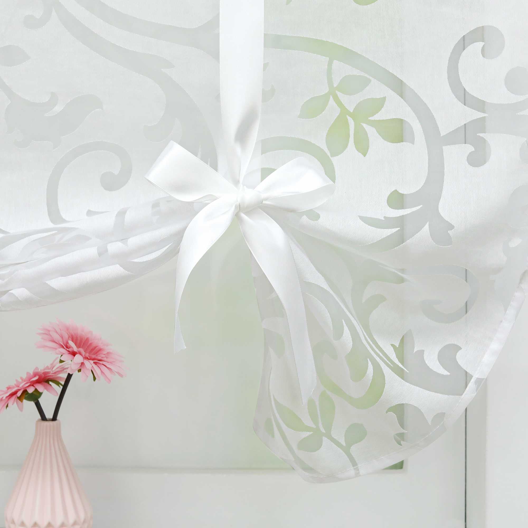 Roman Shade with Rod Pocket with Floral Pattern 1 Piece - Pink, W x H 60 x 140cm