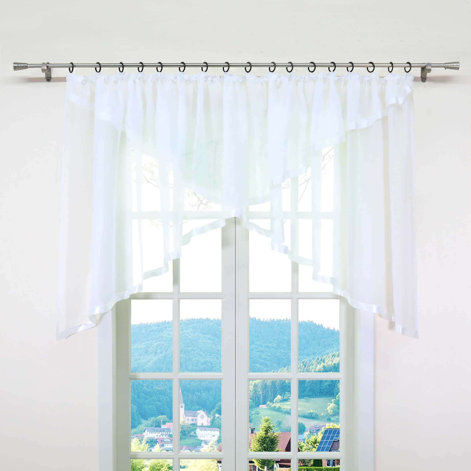 Cafe Curtain with Curtain Tape/ Window Decor Cross Design 1 Piece - White, W x H 300 x 100cm