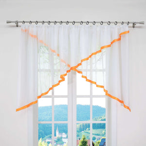 Cafe Curtain with Curtain Tape/ Window Decor Cross Design 1 Piece - Black, W x H 400 x 100cm